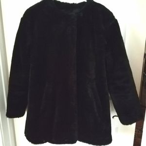 Zara TRF black faux fur jacket XS
